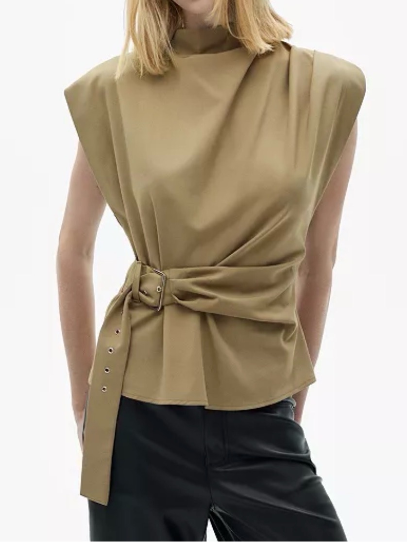 Mango Short Sleeve Top With Side Belt
